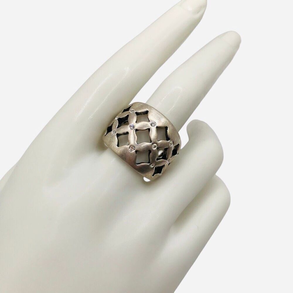 Premier Designs Chunky Statement Ring "Starry Night" Banded Silver Ring Size 9